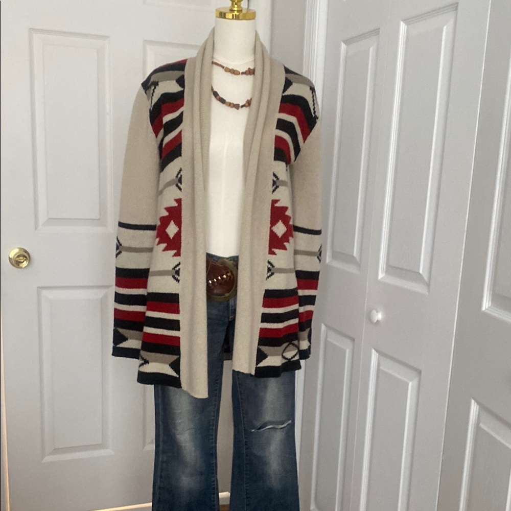 Tribal Patterned Open Cardigan